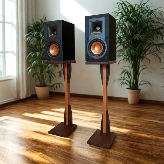Custom Walnut and Cherry Wood Speaker Stands: The "Marilyn" Design HiFi Audio Pair