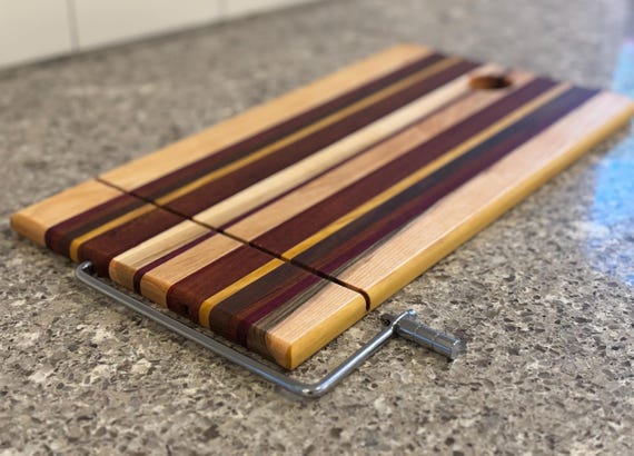 Extra Large Left or Right handed striped Cheese Slicer with rich and bright stripes