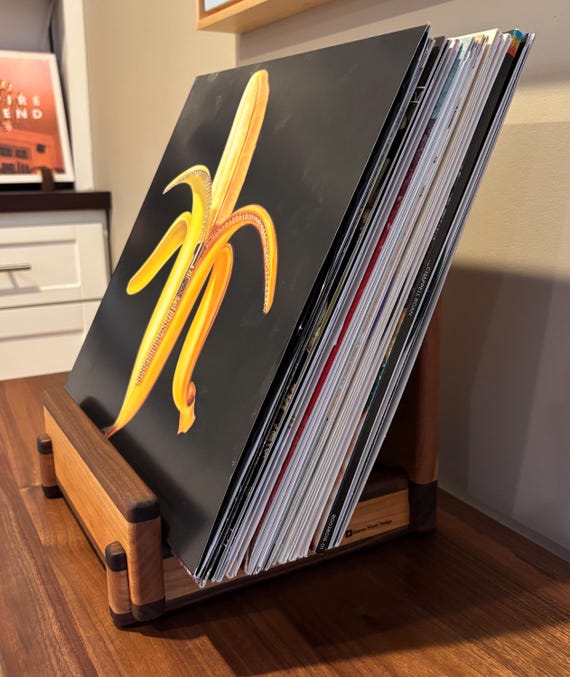 Personalized Vinyl Record Display and Storage: Solid Walnut and Cherry with custom engraving included. Vinyl Storage.