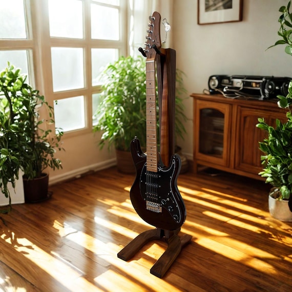 Wooden Guitar Stand: Reflex Design Handcrafted Walnut and Cherry Hanging Stand