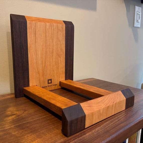 Walnut & Cherry Vinyl Record Display: Adjustable Depth LP Holder