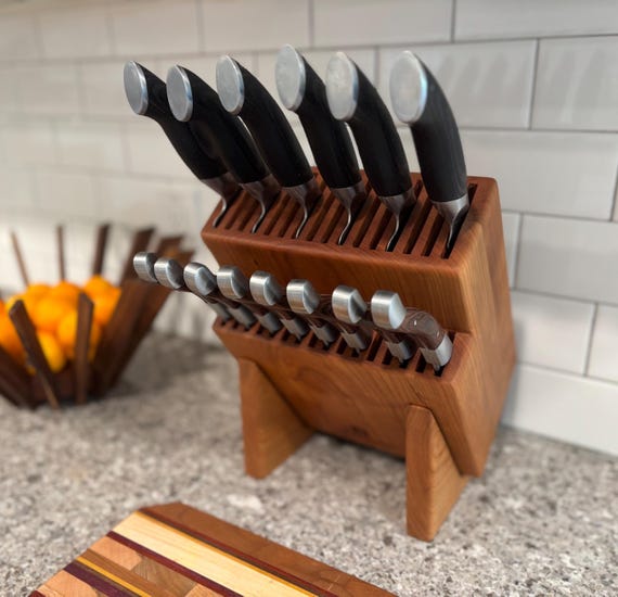 Personalizable Large Cherry Knife Block.