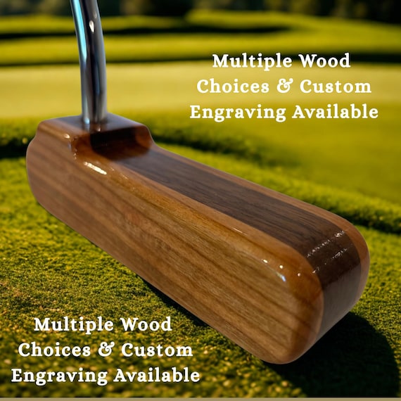 Custom Engraved Wood Golf Putter: Multiple Wood Choices, Blade Style, Golfer Gift