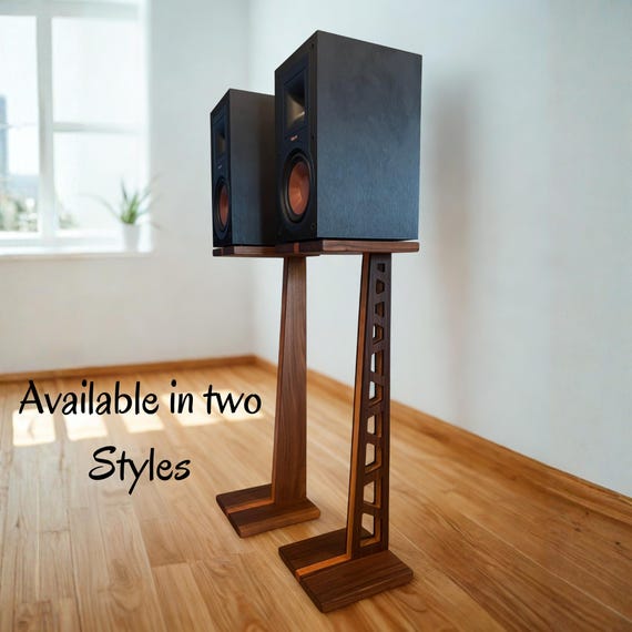 Handcrafted Wood Speaker Stands: Walnut and Cherry Slanted Design, Set of 2 stands