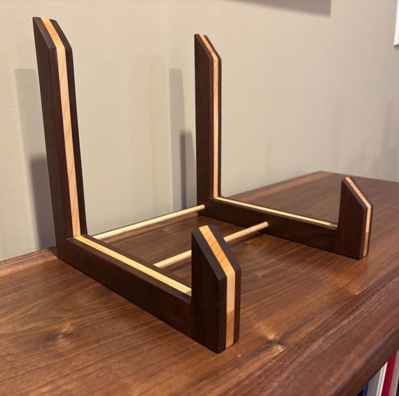 Vinyl Record Display Flip Rack: Handcrafted from Walnut and Maple