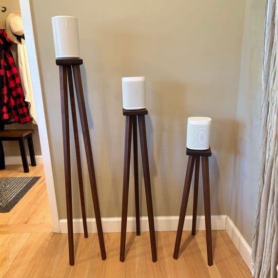 Walnut Speaker Stands: Slim Elegance Hi-Rise Design, Set of 2 stands