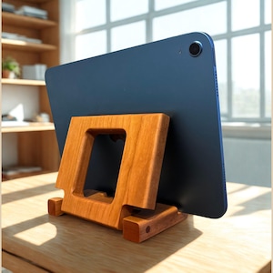 Adjustable Wood iPad and iPhone Stands: Hardwood Tablet and Phone Displays