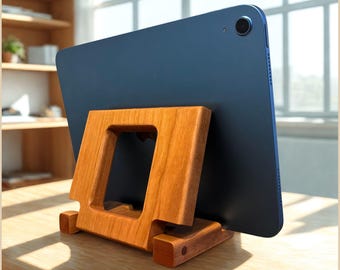 Adjustable Wood iPad and iPhone Stands: Hardwood Tablet and Phone Displays