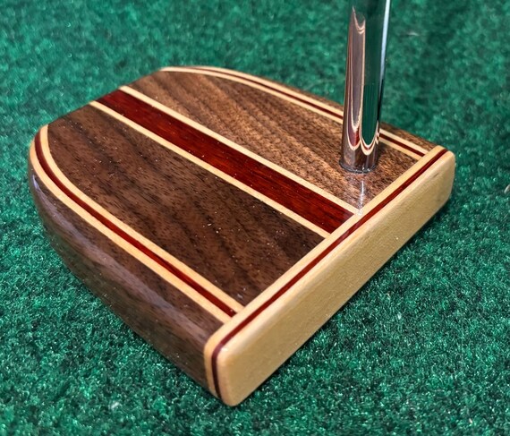 Wood Golf Putter handcrafted with steel shaft and leather grip.  Gift for Golfer, Retirement Gift, Gift for Him, Gift for Her, Golf Gift.
