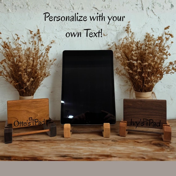 Personalized Wood iPad Stand: Multiple Color Combinations, Adjustable Viewing Angle, Handcrafted Tablet Stand Holder