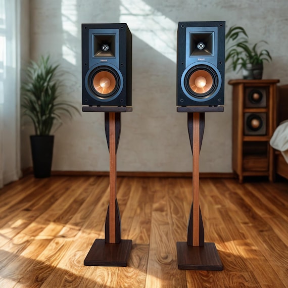 Custom Walnut and Cherry Wood Speaker Stands: The "Marilyn" Design HiFi Audio Pair