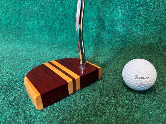 Wood Golf Putter handcrafted with steel shaft and leather grip.  Gift for Golfer, Retirement Gift, Gift for Him, Gift for Her, Golf Gift.