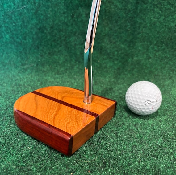 Wood Golf Putter handcrafted with steel shaft and leather grip.  Gift for Golfer, Retirement Gift, Gift for Him, Gift for Her, Golf Gift.