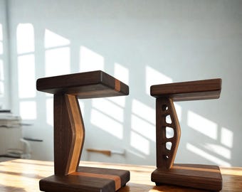 Handcrafted Walnut & Cherry Wood Speaker Stands: Desktop Audio Speaker Monitor Pair