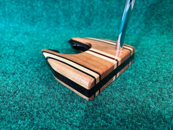 Custom Scooped Back Mallet Style Wood Golf Putter: Cherry, Black Wenge, Maple, and Padauk hardwoods
