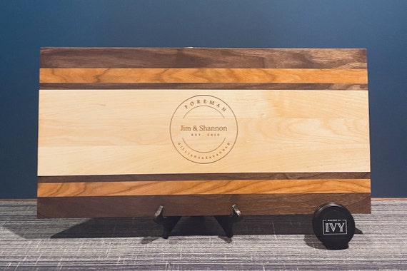 Personalized Charcuterie Board featuring Maple, Walnut & Cherry