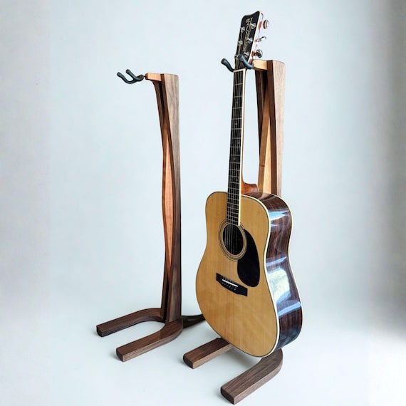 Wooden Guitar Stand: Handcrafted Walnut and Cherry Hanging Stand