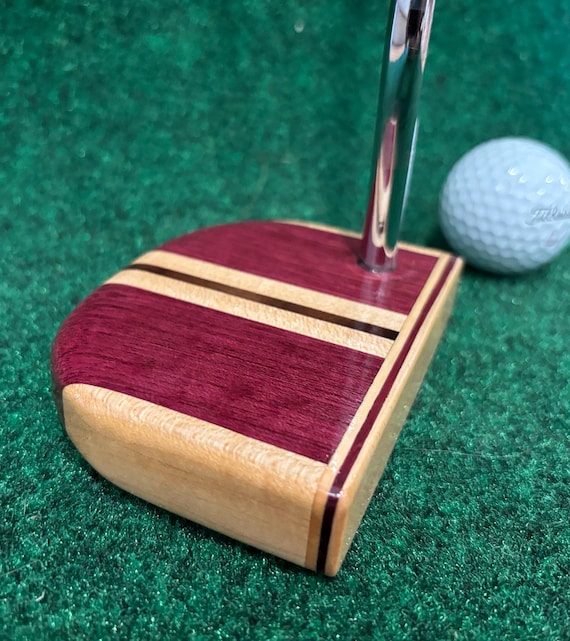 Custom Purpleheart or Padauk Golf Putter: Walnut & Maple Accents, Steel Shaft