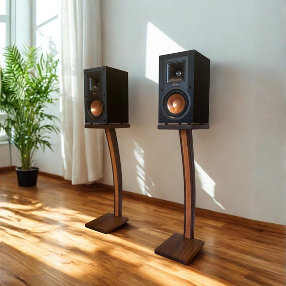 Custom Walnut & Cherry Speaker Stands:  Premium Arched Design, Set of 2 stands.  Customizable base sizes.