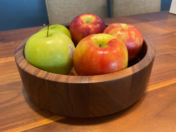 Hand turned Contemporary Walnut Wooden Bowl  ~9" X 3"