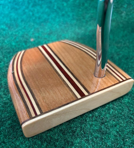 Personalizable Wood Golf Putter handcrafted with steel shaft and leather grip.  Gift for Golfer, Retirement Gift, Gift for Him, Golf Gift.