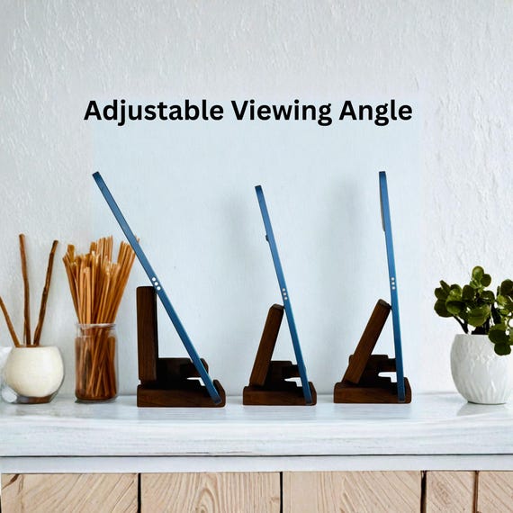 Adjustable Wood iPad and iPhone Stands: Hardwood Tablet and Phone Displays