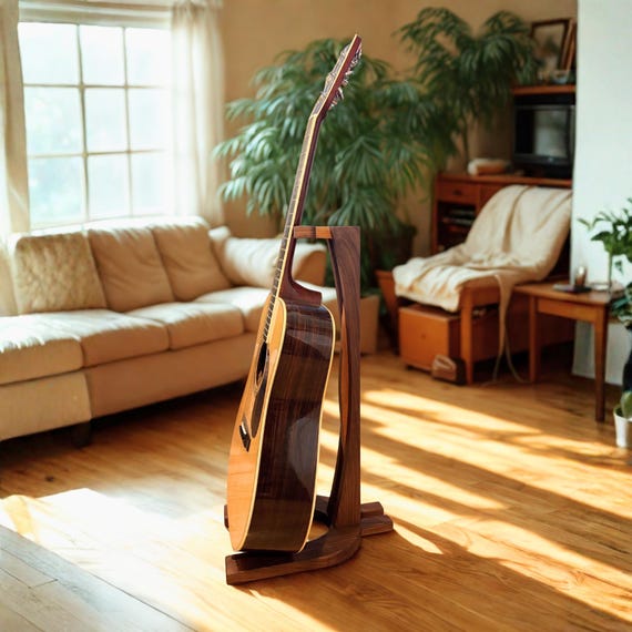 Wooden Guitar Stand: Reflex Design Handcrafted Walnut and Cherry Stand