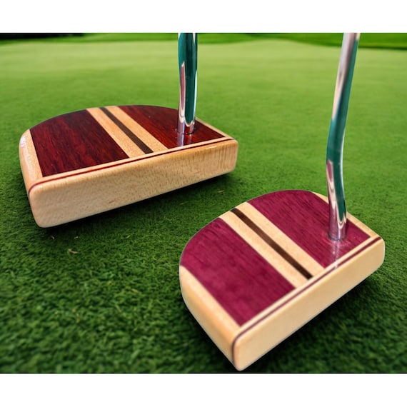 Custom Purpleheart or Red Paudauk Putter with Walnut & Maple stripes.  Gift for Golfer, Wooden Putter, Golf Gift, Retro Putter, Golf Putter.