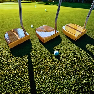 Custom Engraved Wood Golf Putter: Cherry, Walnut, Maple with Padauk Stripes