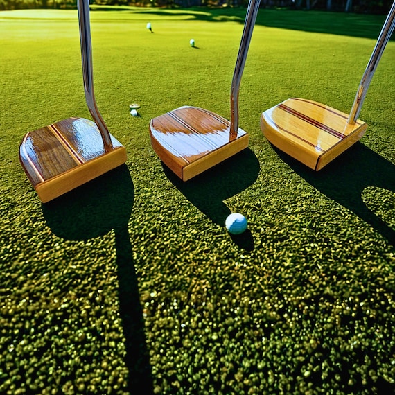 Custom Engraved Wood Golf Putter: Cherry, Walnut, Maple with Padauk Stripes
