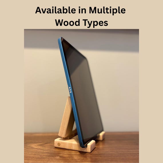 Adjustable Wooden iPad Stand: Hardwood Tablet Display