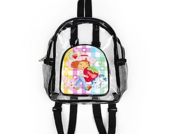 Mochila transparente de Tarta de Fresa, bonita bolsa transparente para niños, perfecta para la escuela, conciertos, festivales y eventos deportivos.
