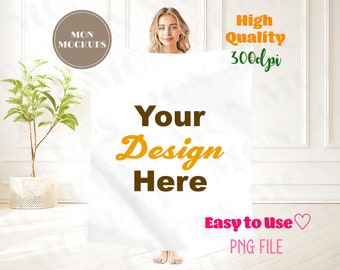 Blanket Mockup Fleece Sherpa Velveteen Plush Microfiber Minky Blanket Realistic Mock up Overlay Canva Edit Photoshop Digital Download PNG