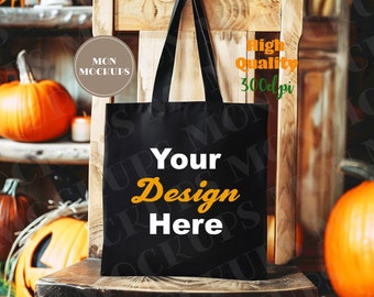 Schwarze Einkaufstasche Mockup Halloween Einkaufstasche Einkaufs Mockups Boho Tote Mock Up Herbst Mock-up Öko-Tasche Liberty Mock-Up Digitaler Download jpg