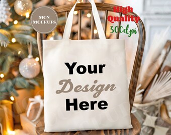 Christmas Tote Bag Mockup Natural Canvas Tote Bag Shopping Mockup Boho School Tote MockUp Mockup Eco Bag Mock Up Digital Download Jpg 300dpi
