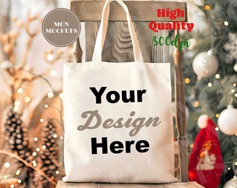 Tote Bag Mockup Christmas Natural Canvas Tote Bag Shopping Mockup Boho School Tote MockUp Mockup Eco Bag Mock Up Digital Download Jpg 300dpi