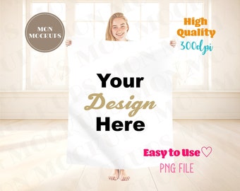 Blanket Mockup Fleece Sherpa Velveteen Plush Microfiber Minky Blanket Realistic Mock up Overlay Canva Edit Photoshop Digital Download PNG