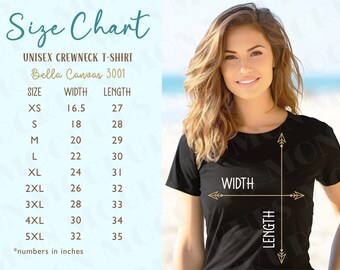 Plus Size Chart Bella Canvas 3001 Tshirt Measurements 3001 Size Chart Unisex Jersey T-shirt Size Chart Women Mockup Trendy Digital Download