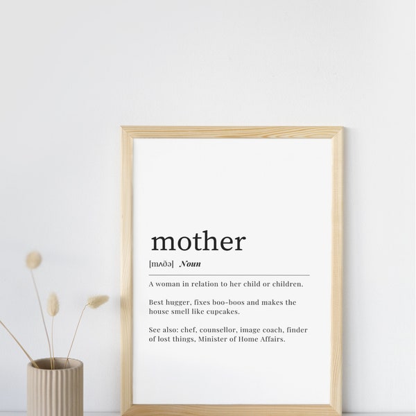 Dictionary Wall Art - Mother | Printable | Instant Download |