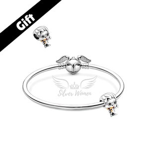 Harry Potter Snitch Pandora-armband met geschenkcharme, 925 sterling zilveren Pandora-armband