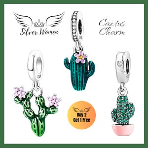 Cactus Charms for Pandora Bracelet, Silver Cactus Charm, Birthday Gift, Valentine&#39;s Day
