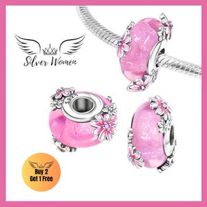 Cute Pink Charm, Colorful Charms, Charm for Bracelet, S925 Sterling Silver Charm, Gift for her, Birthday Gift