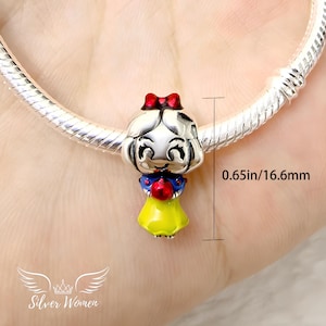 Snow White Charm Fit Pandora, Princess 925 Silver Charm, Disney Charm
