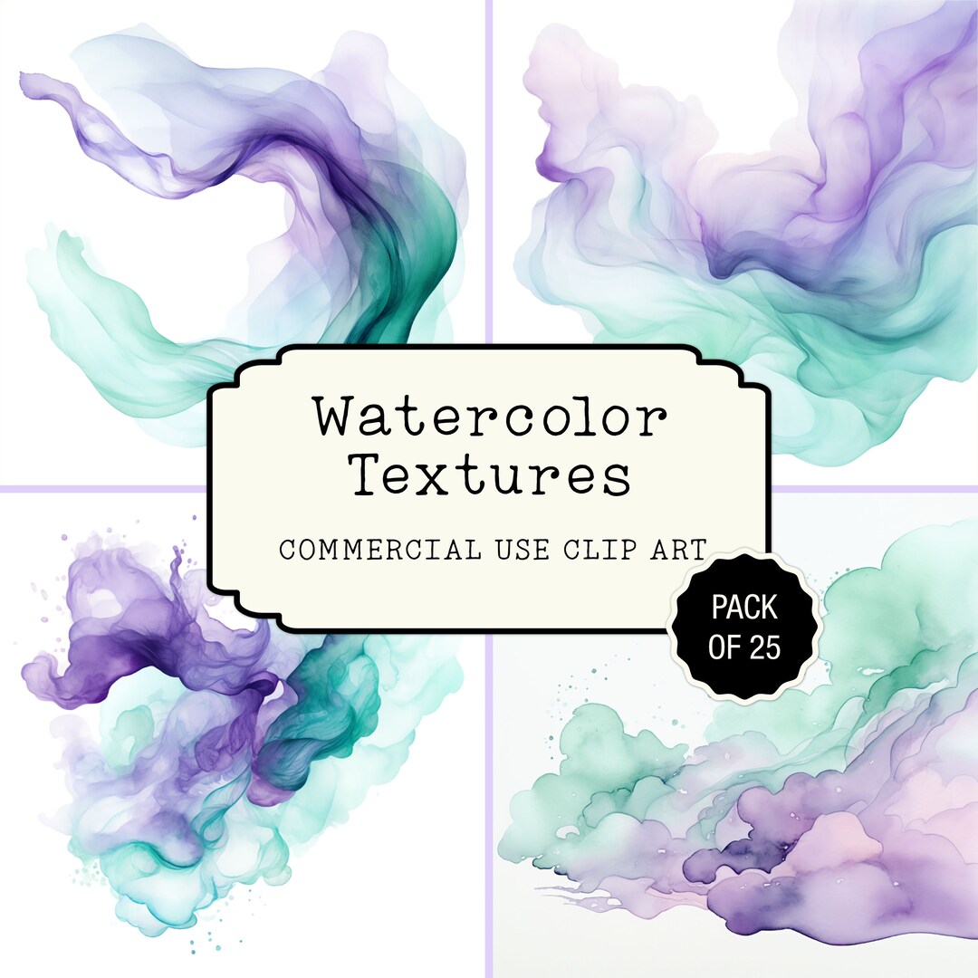 Purple and Mint Green Watercolor Texture, Set 1, Transparent Png ...
