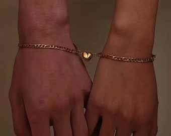 Pulsera de la amistad, corazones magnéticos disponibles en oro o rosa negro