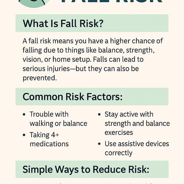 Fall Risk Handout Fall Prevention Poster - Etsy