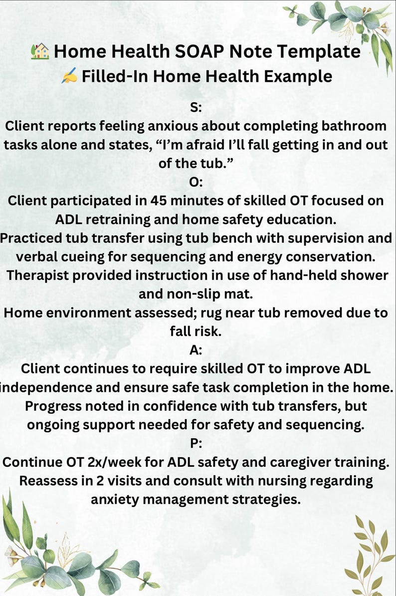 SOAP Note Template Guide for Occupational Therapists | SNF, Home Health ...
