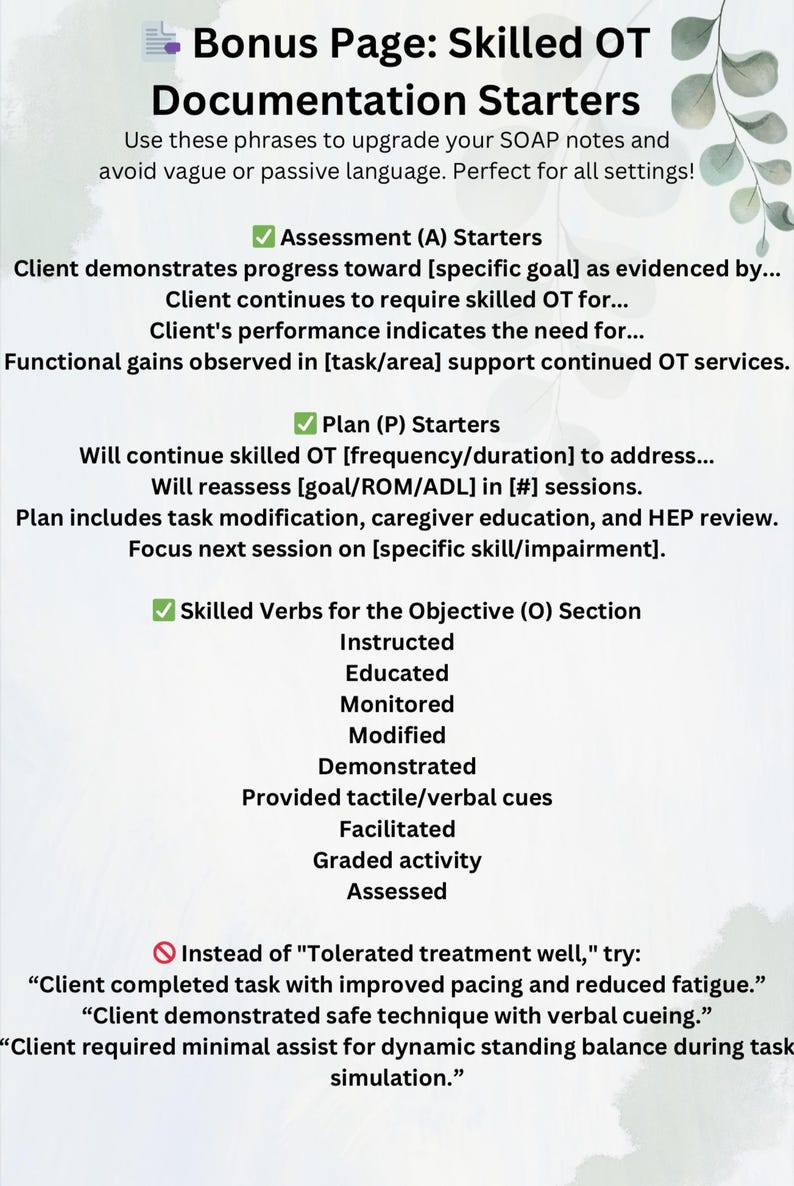 SOAP Note Template Guide for Occupational Therapists | SNF, Home Health ...