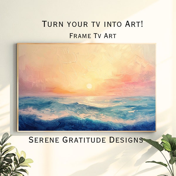 Sunrise and Sea Painting TV Art - Digital Painting For Your TV - Ocean, Sky, Sunrise, Waves TV Art