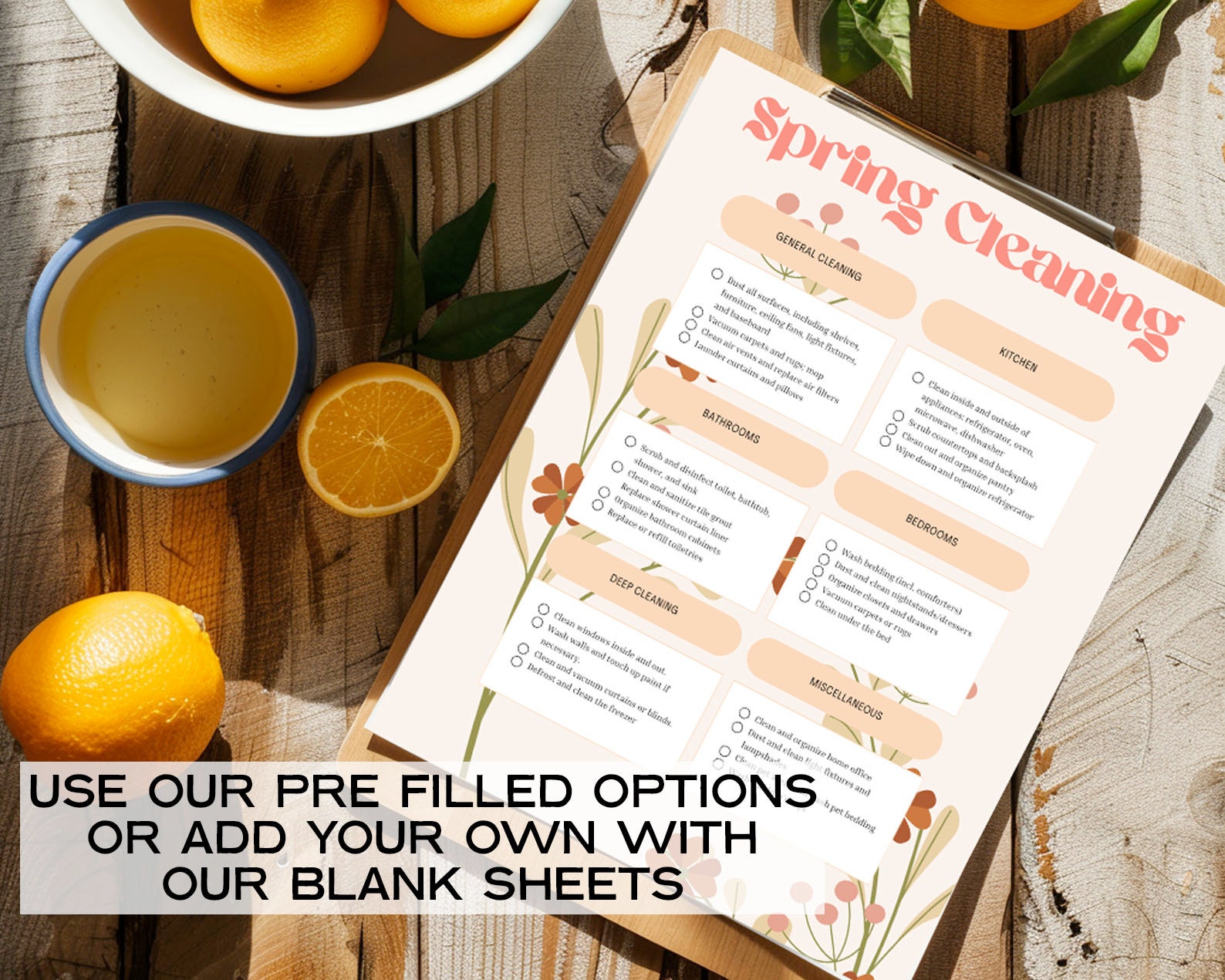 Digital Spring Cleaning Checklist Blank Copy and Pre Filled Suggestions ...